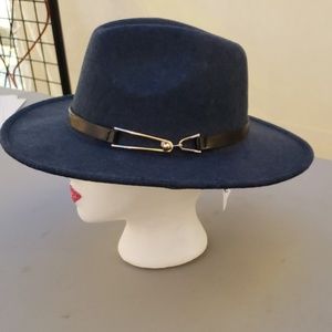 Navy acrylic hat with black band